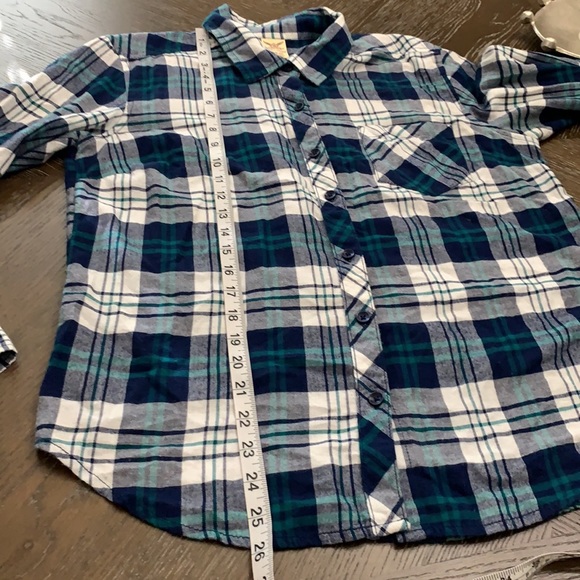 Faded Glory blue plaid flannel button down long sleeve shirt - Picture 14 of 15